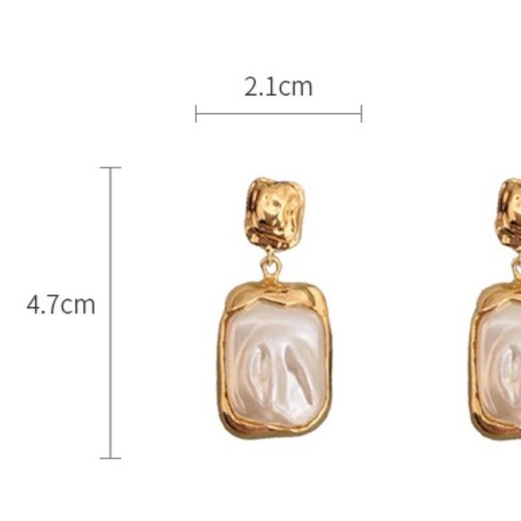 Luxury Metal Inlaid Pearl Imitation Pendant Earrings - Picture 5 of 6